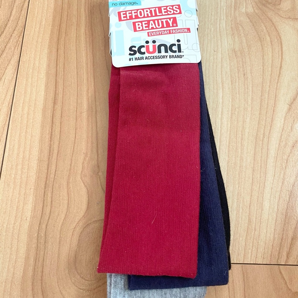 ** 3 for $10 ** Scunci Hair Bands - Red, Black, Gray